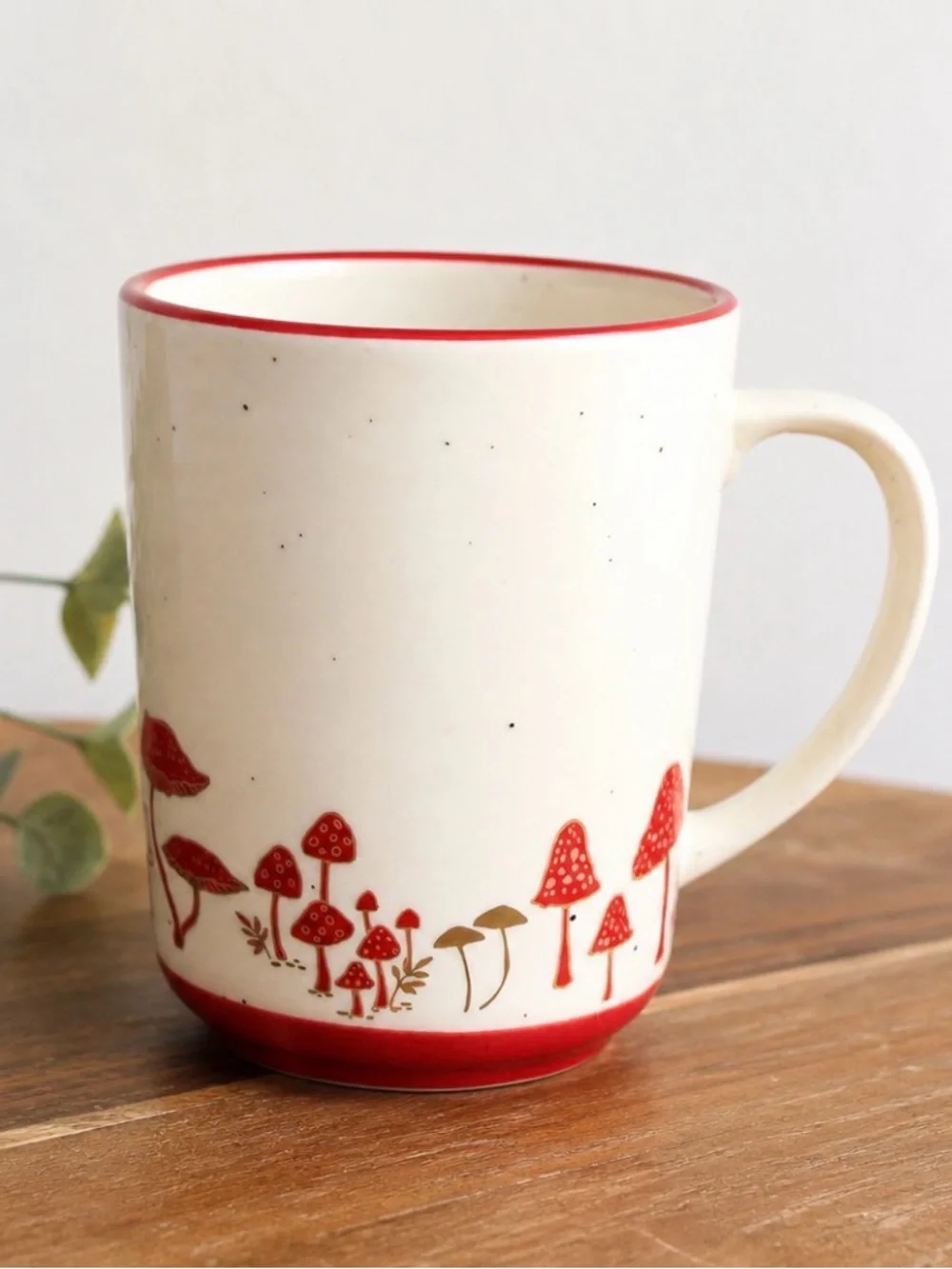 Ceramic Red Mushroom Accent Mug - White and Red - Picture 1 of 7